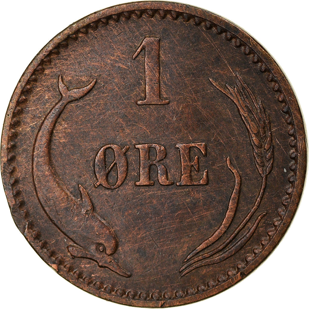 Moeda, Dinamarca, Christian IX, Ore, 1897, Copenhagen, EF(40-45), Bronze
