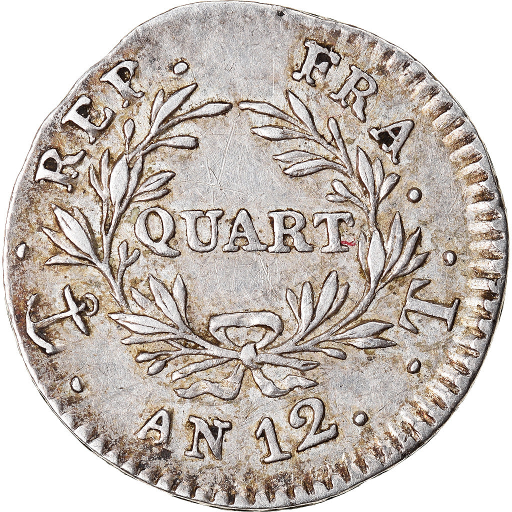 Francia, Napoleon I, Quart, An 12, Nantes, Rare, Argento, BB, Gadoury:346