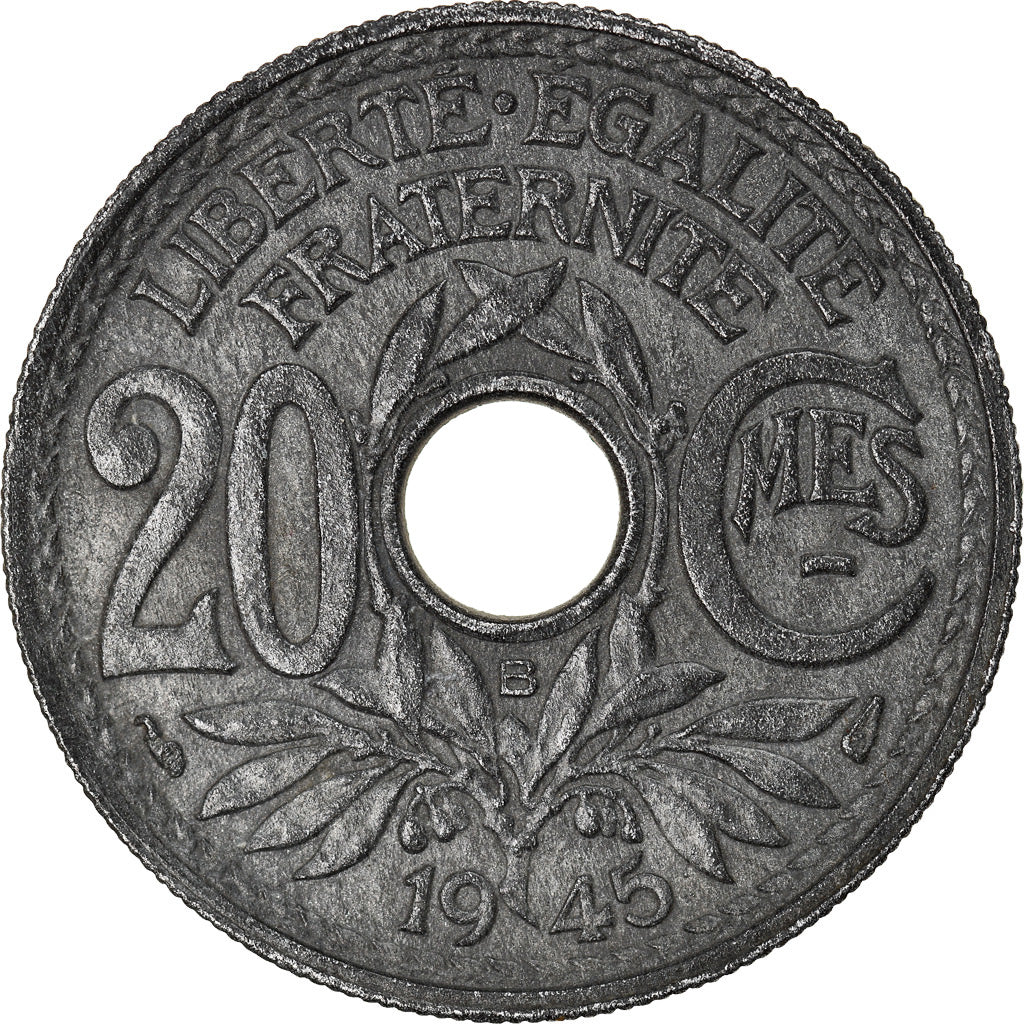 Moneta, Francia, Lindauer, 20 Centimes, 1945, Beaumont - Le Roger, BB+, Zinco