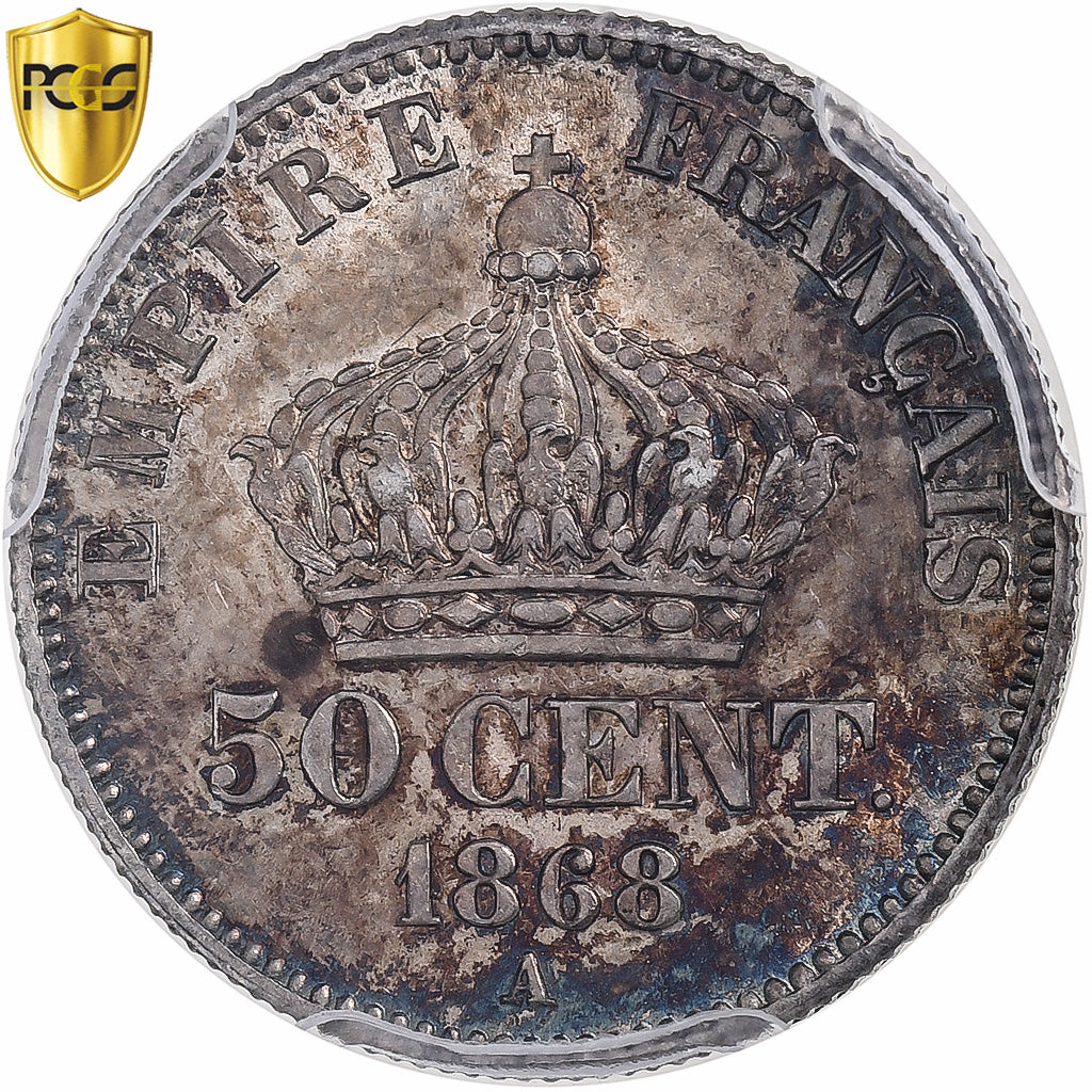 France, Napoléon III, 50 Centimes, 1868, Paris, Argent, PCGS, MS63