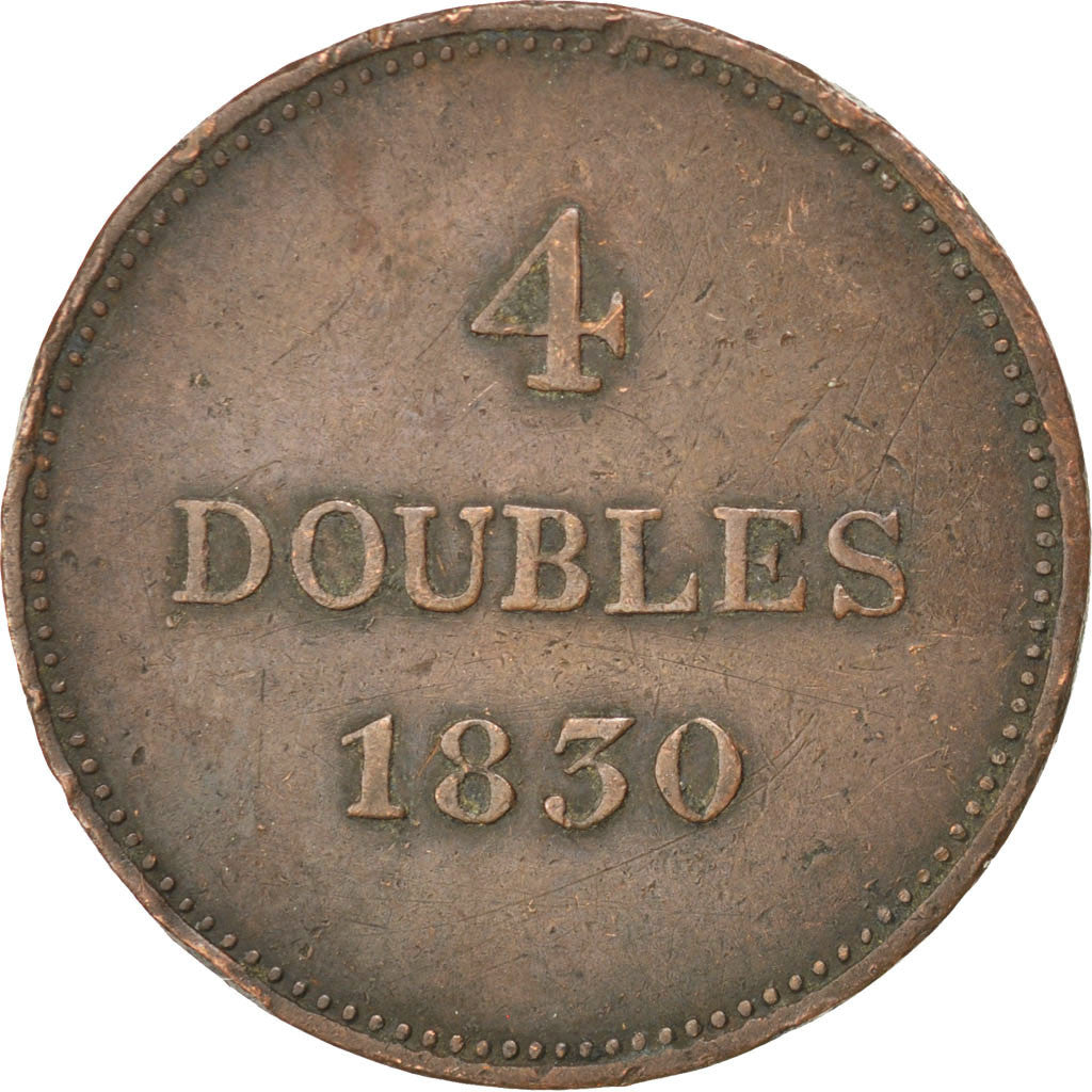 Coin, Guernsey, 4 Doubles, 1830, VF(20-25), Copper, KM:2