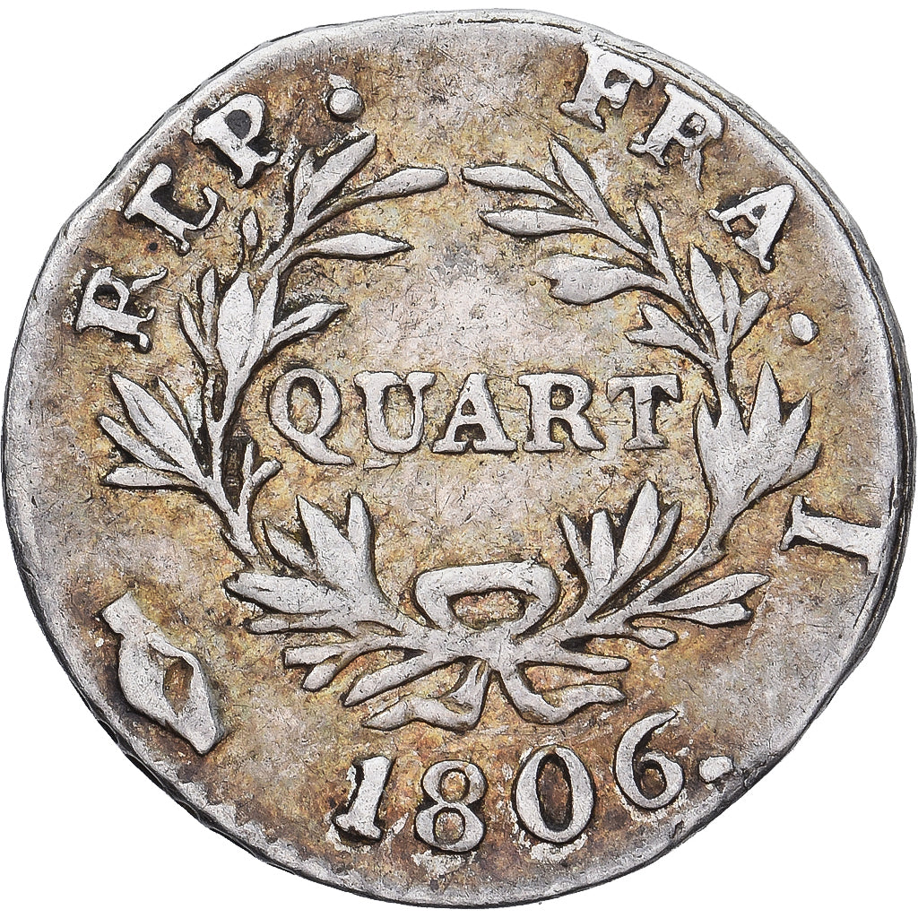 Moneta, Francja, Napoléon I, 1/4 Franc, 1806, Limoges, Bardzo rzadkie