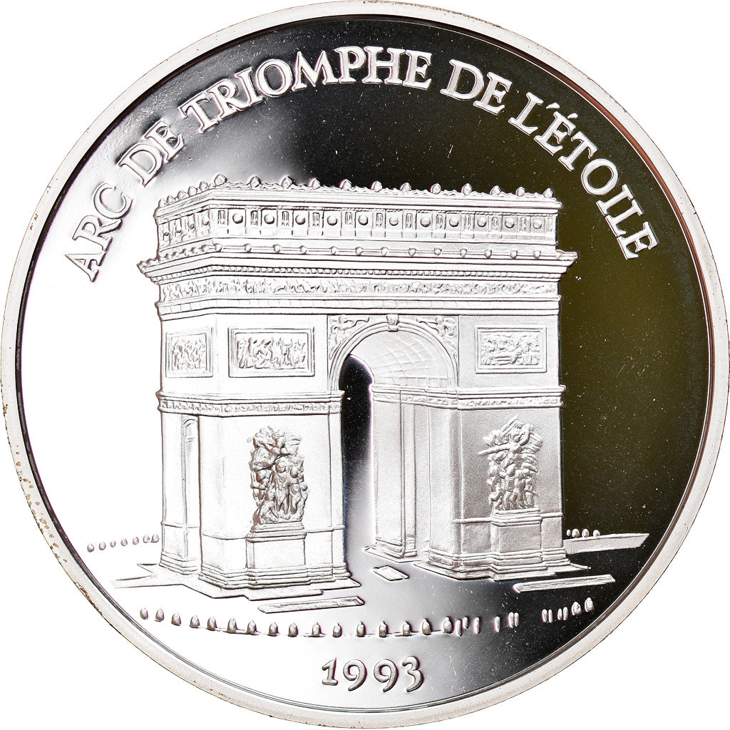 Munten, Frankrijk, Arc de Triomphe, 100 Francs-15 Ecus, 1993, BE, FDC, Zilver