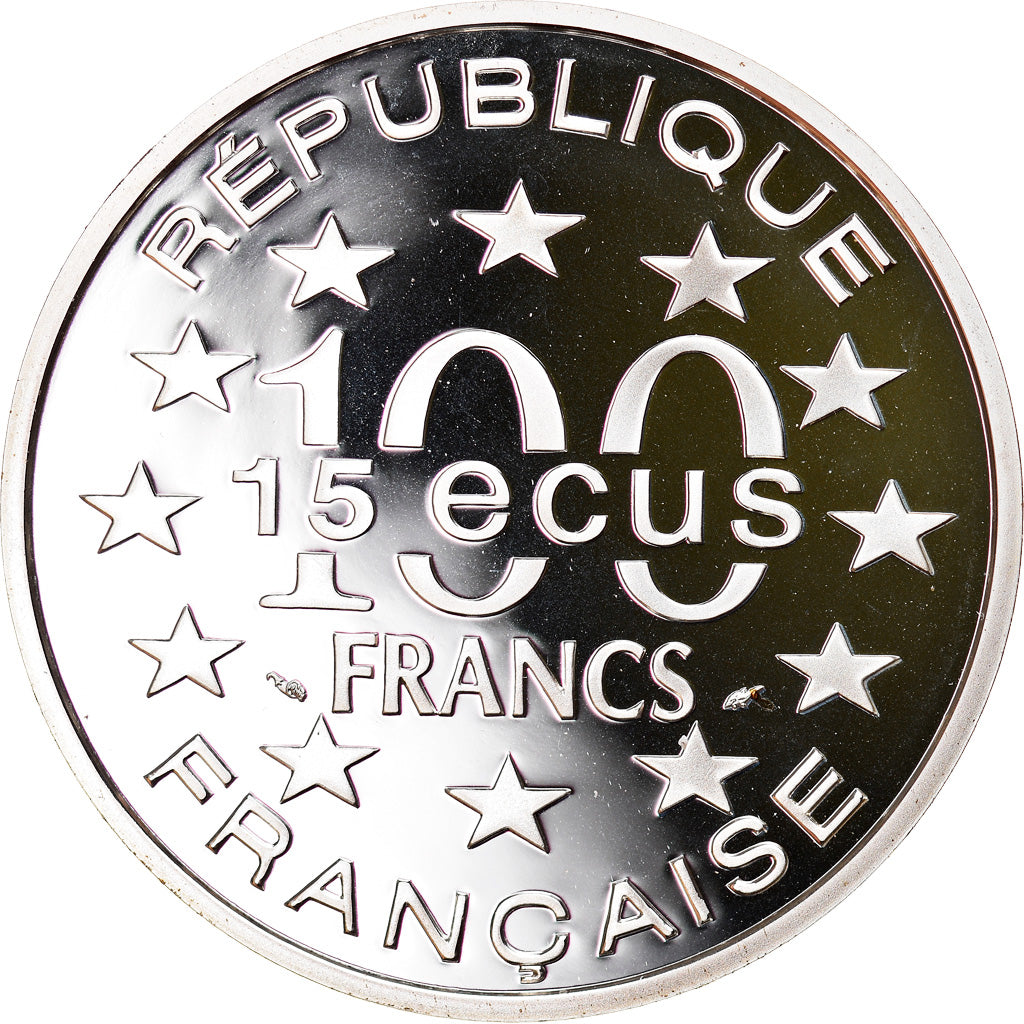 Munten, Frankrijk, Arc de Triomphe, 100 Francs-15 Ecus, 1993, BE, FDC, Zilver