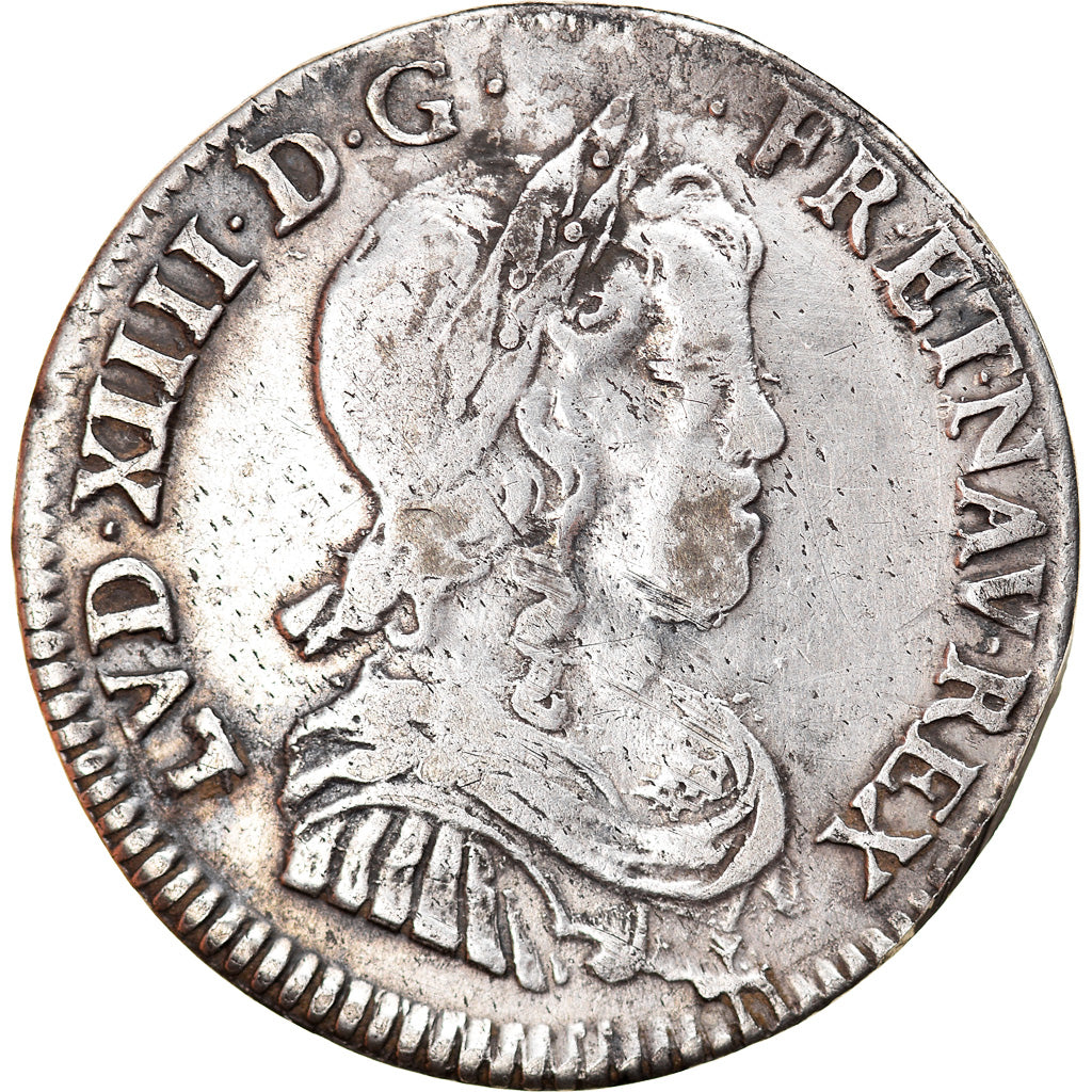 Moeda, França, Louis XIV, 1/4 Écu à la mèche longue, 1/4 Ecu, 1650, Rouen