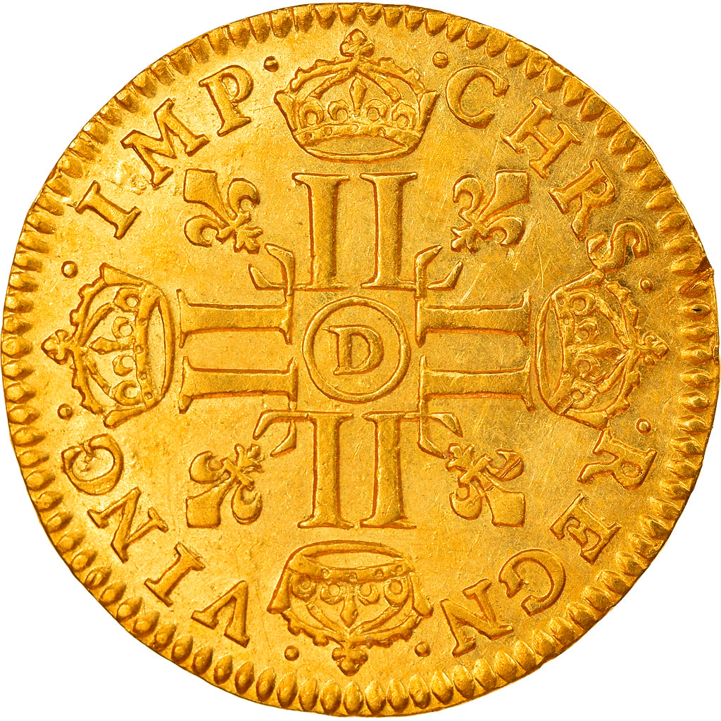 Moneda, Francia, Louis XIV, 1/2 Louis d'or à la mèche courte, 1/2 Louis d'or