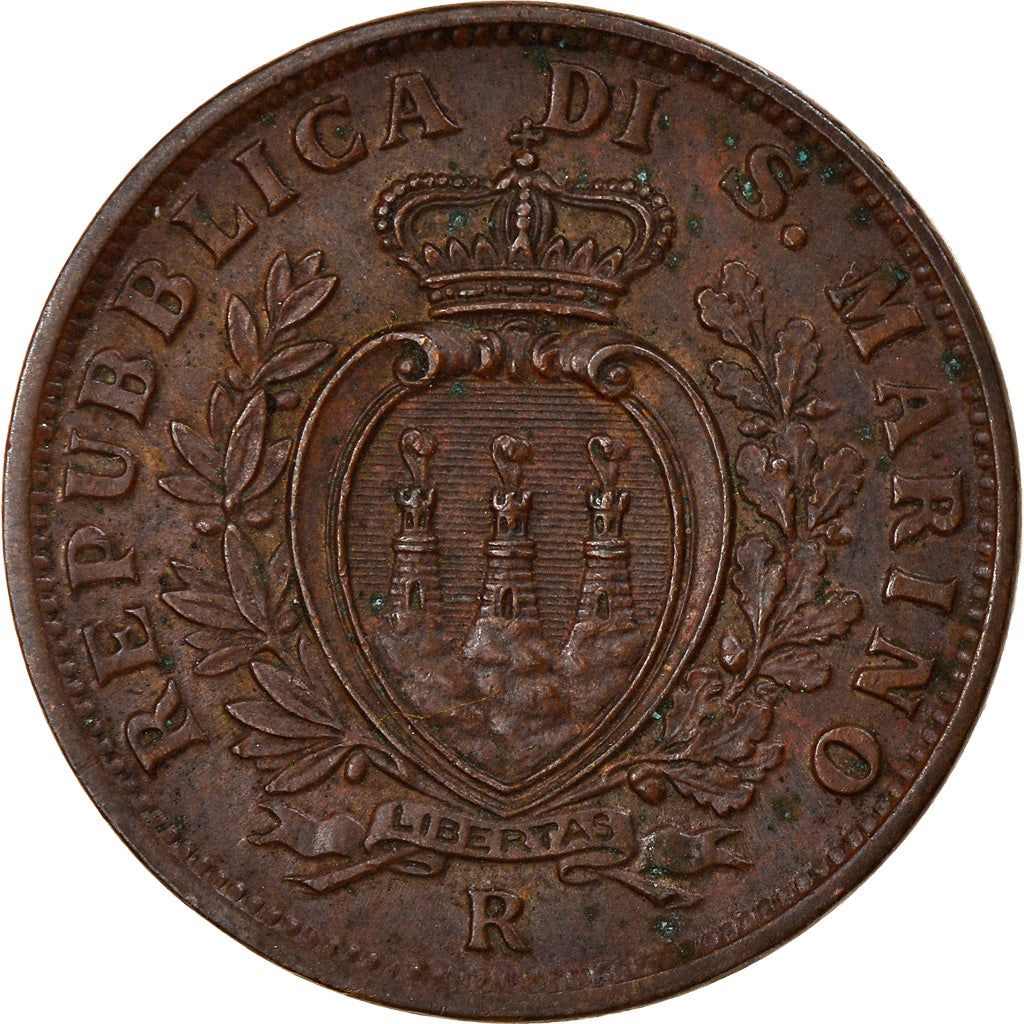 Moneta, San Marino, 10 Centesimi, 1935, Rome, AU(55-58), Bronze, KM:13