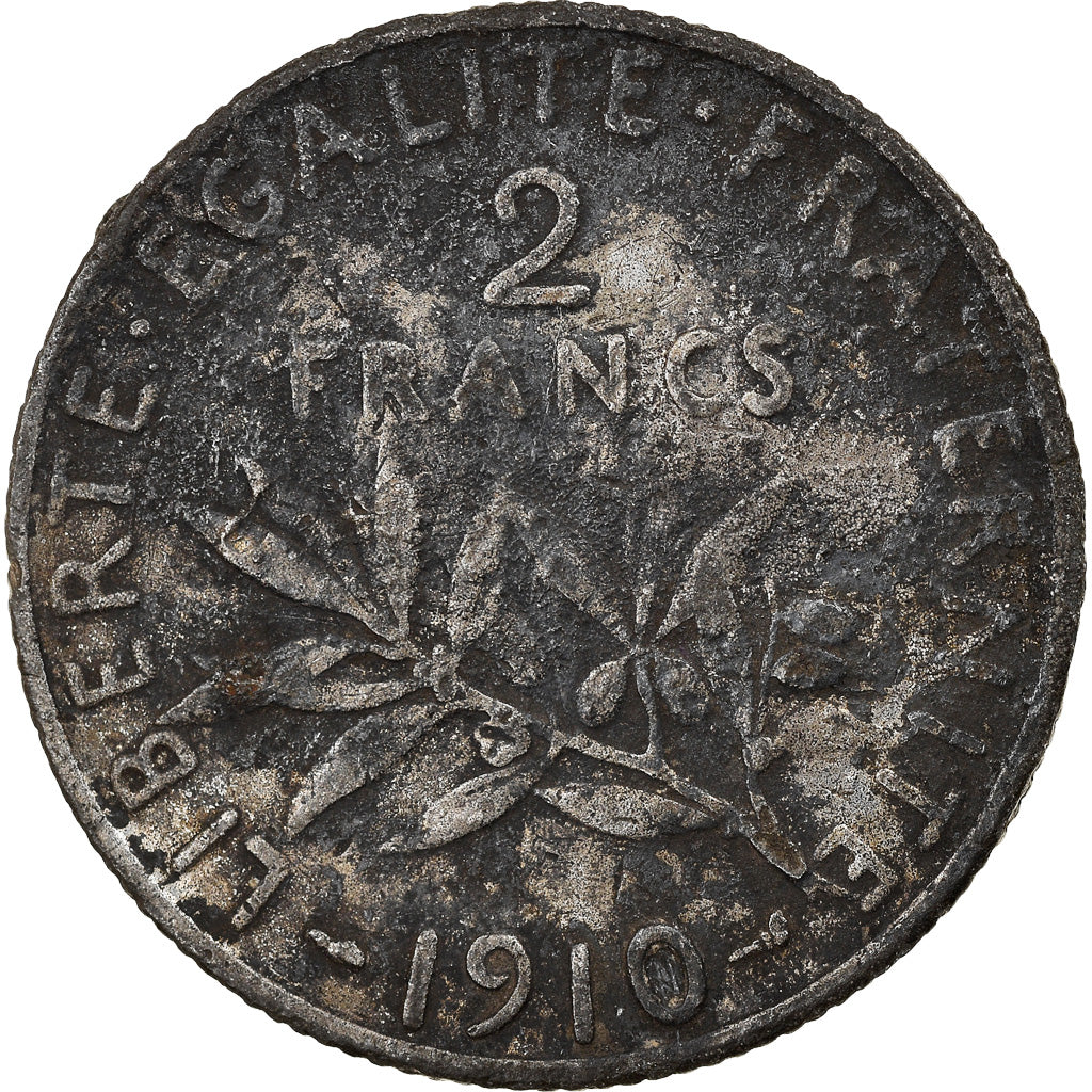 Moneta, Francia, Semeuse, 2 Francs, 1910, Paris, Contemporary forgery in tin