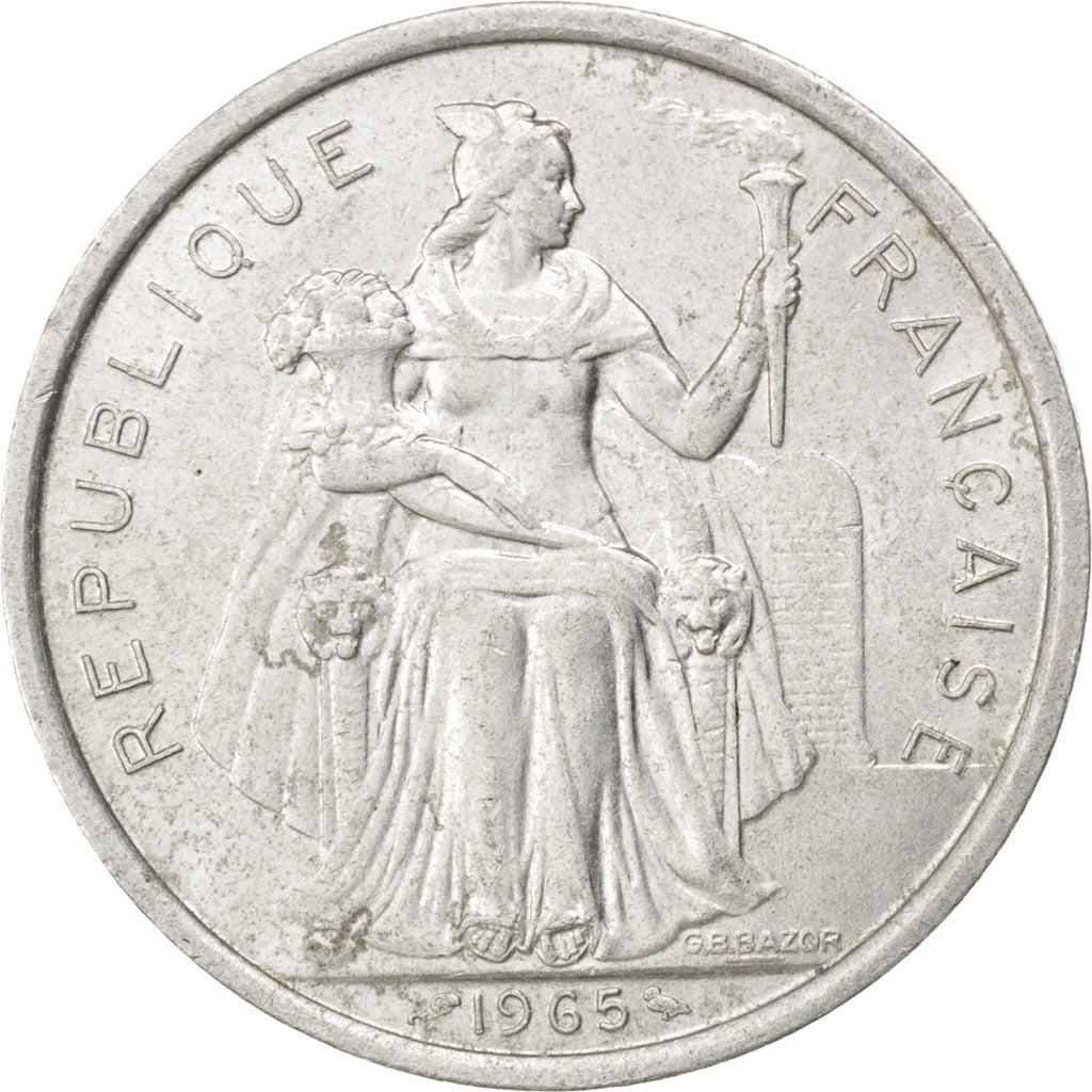 Coin, French Polynesia, 5 Francs, 1965, EF(40-45), Aluminum, KM:4, Lecompte:47