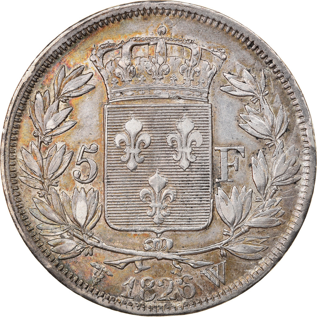 Coin, France, Charles X, 5 Francs, 1826, Lille, Tréflée, EF(40-45), Silver