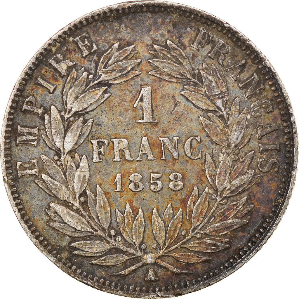 Munten, Frankrijk, Napoleon III, Napoléon III, Franc, 1858, Paris, ZF, Zilver