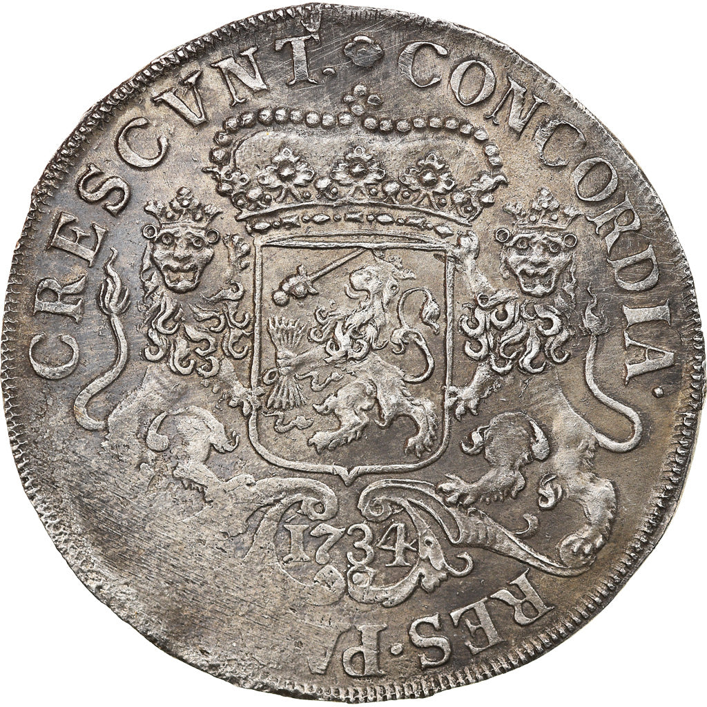 Moneda, Países Bajos, OVERYSSEL, Ducaton, Silver Rider, 1734, MBC+, Plata