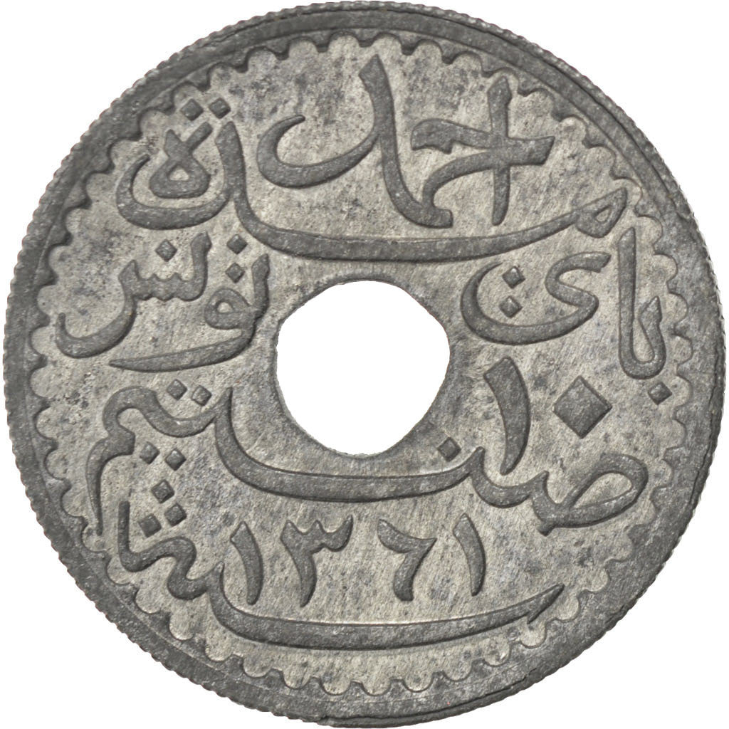 Coin, Tunisia, Ahmad Pasha Bey, 10 Centimes, 1942, Paris, AU(55-58), Zinc