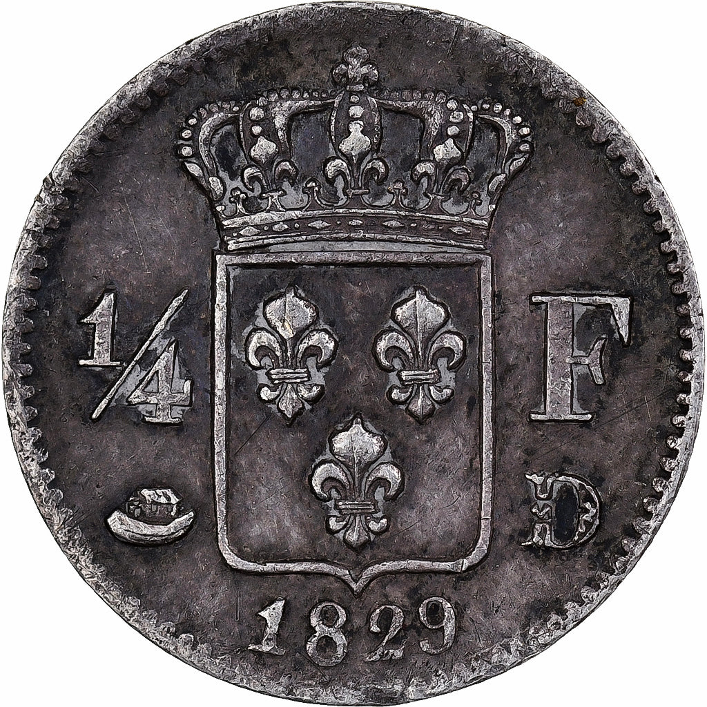 France, Charles X, 1/4 Franc, 1829, Lyon, Silver, AU(50-53), Gadoury:353