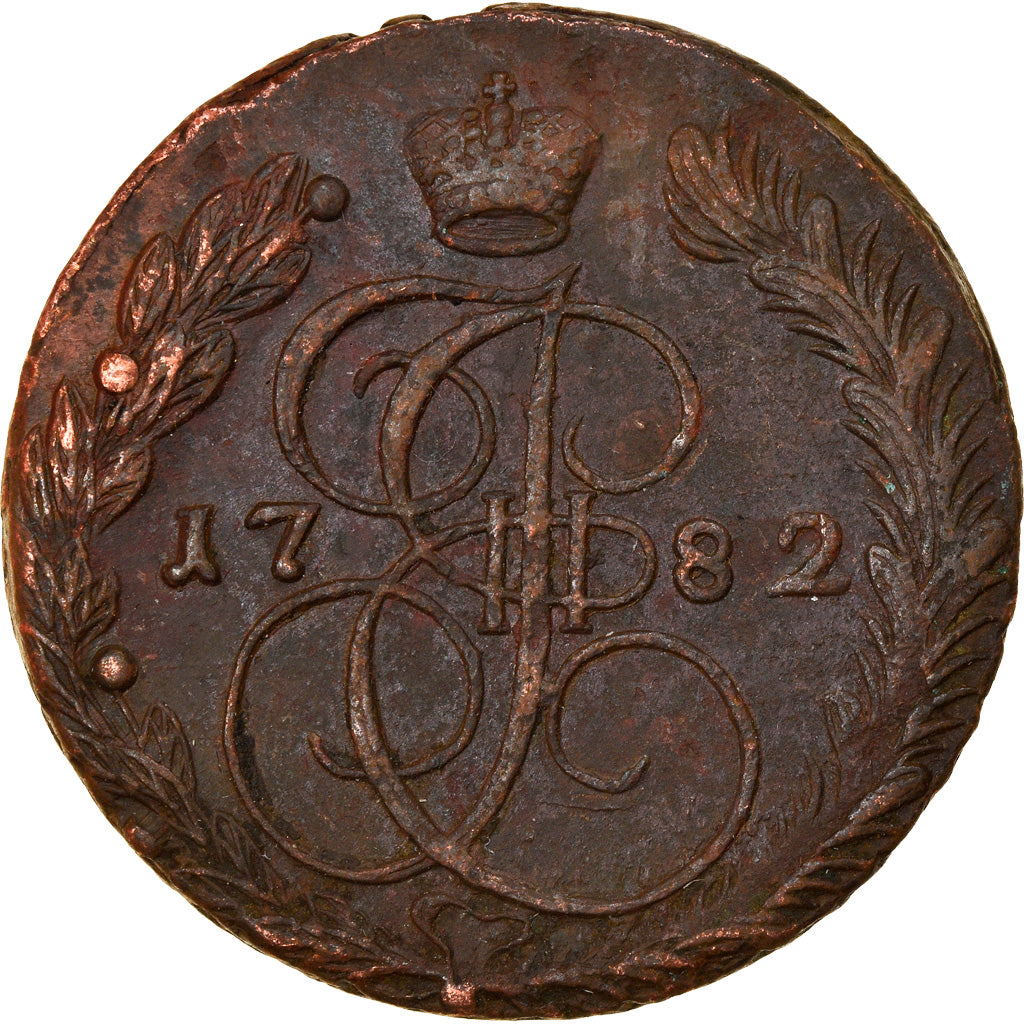 Coin, Russia, Catherine II, 5 Kopeks, 1782, Ekaterinbourg, AU(50-53), Copper