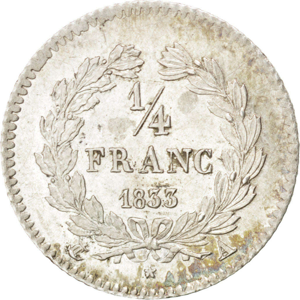 Moneta, Francja, Louis-Philippe, 1/4 Franc, 1833, Paris, MS(60-62), Srebro