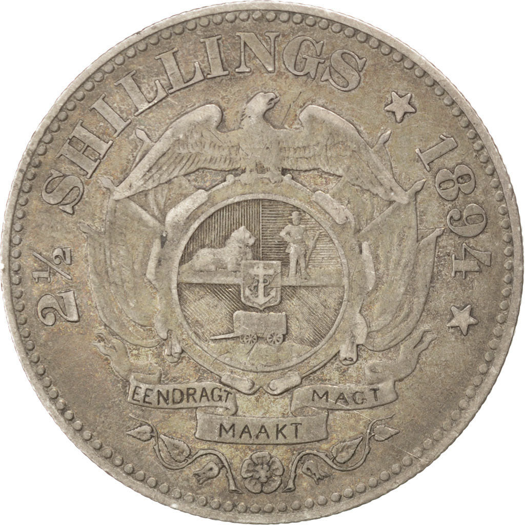 Coin, South Africa, 2-1/2 Shillings, 1894, EF(40-45), Silver, KM:7
