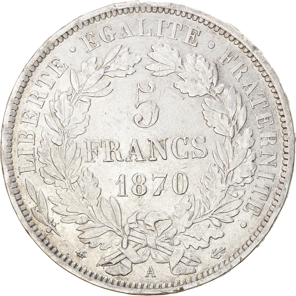 Coin, France, Cérès, 5 Francs, 1870, Paris, AU(50-53), Silver, KM:819