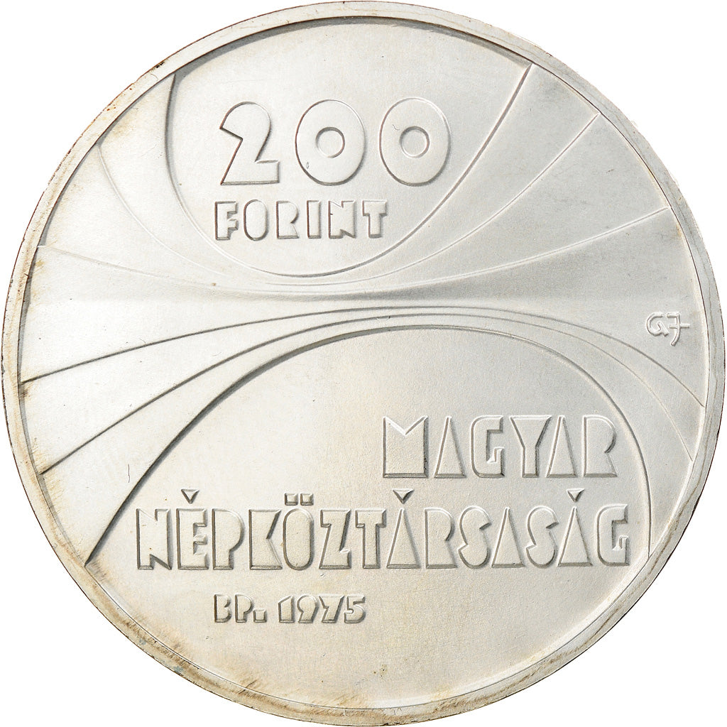 Coin, Hungary, 200 Forint, Ketszaz, 1975, Budapest, Proof, MS(63), Silver