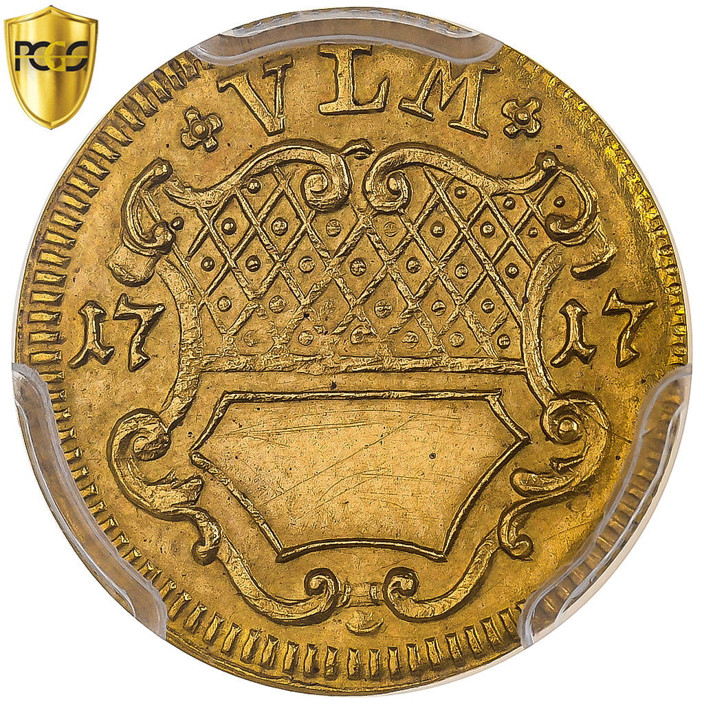 Alemania, 1/2 Ducat, 1717, Very rare, Oro, PCGS, UNC Details, Friedberg:3487