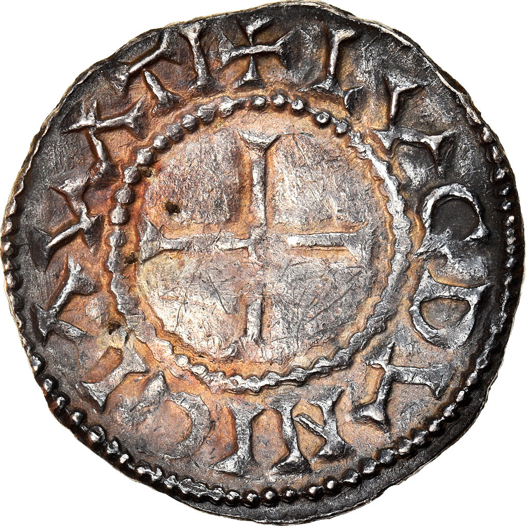 Moneda, Francia, Charles le Chauve, Denier, 864-877, Laon, MBC+, Plata, Prou:270