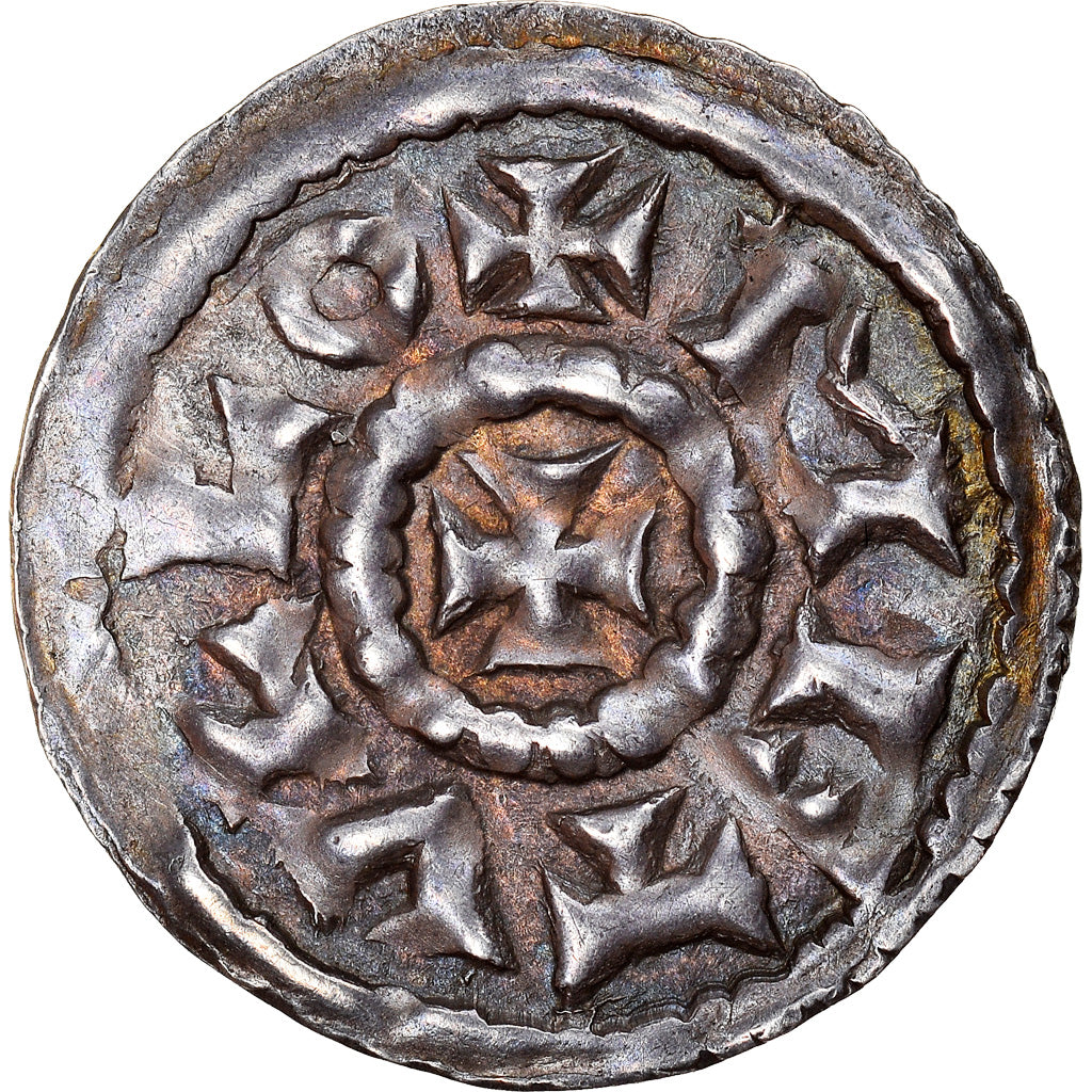 Moneta, Francia, Charles le Chauve, Obol, Melle, SPL-, Argento, Prou:704-705