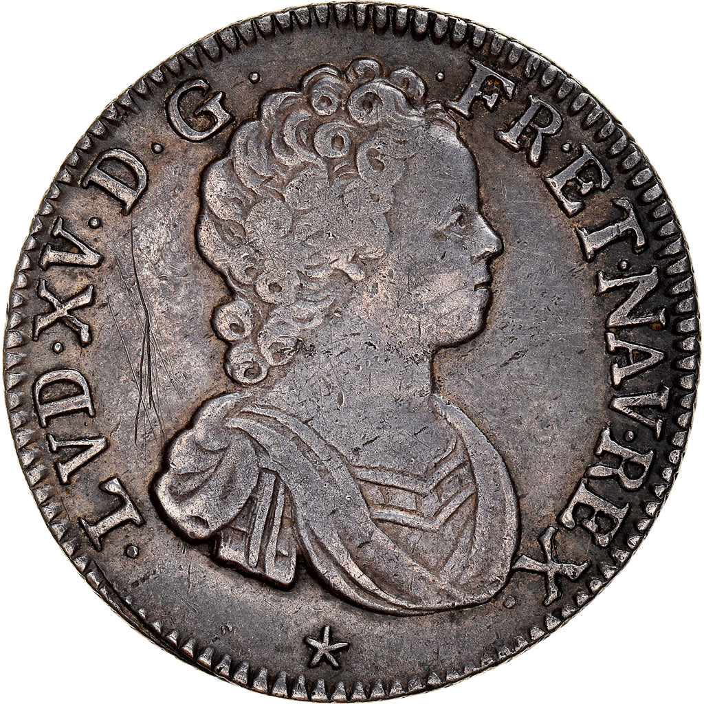 Francia, Louis XV, 1/4 Ecu aux 3 couronnes, 1715, Montpellier, Unique, Argento
