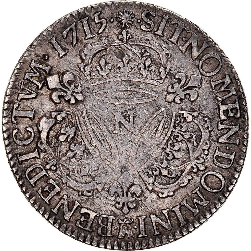 Francia, Louis XV, 1/4 Ecu aux 3 couronnes, 1715, Montpellier, Unique, Argento