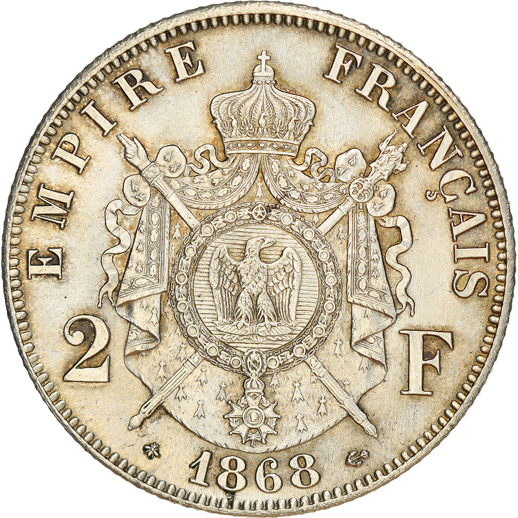 Coin, France, Napoleon III, Napoléon III, 2 Francs, 1868, Paris, MS(60-62)