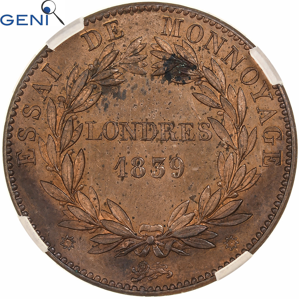Francia, Louis-Philippe I, Module 10 Centimes, 1839, London, Pattern, Bronzo