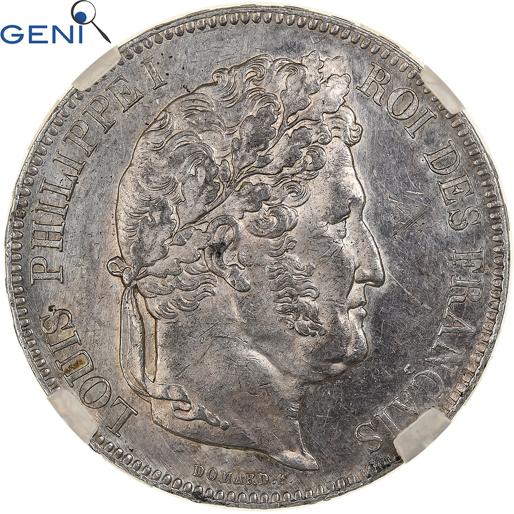 Moneda, Francia, Louis-Philippe, 5 Francs, 1842, Strasbourg, GENI, UNC Details
