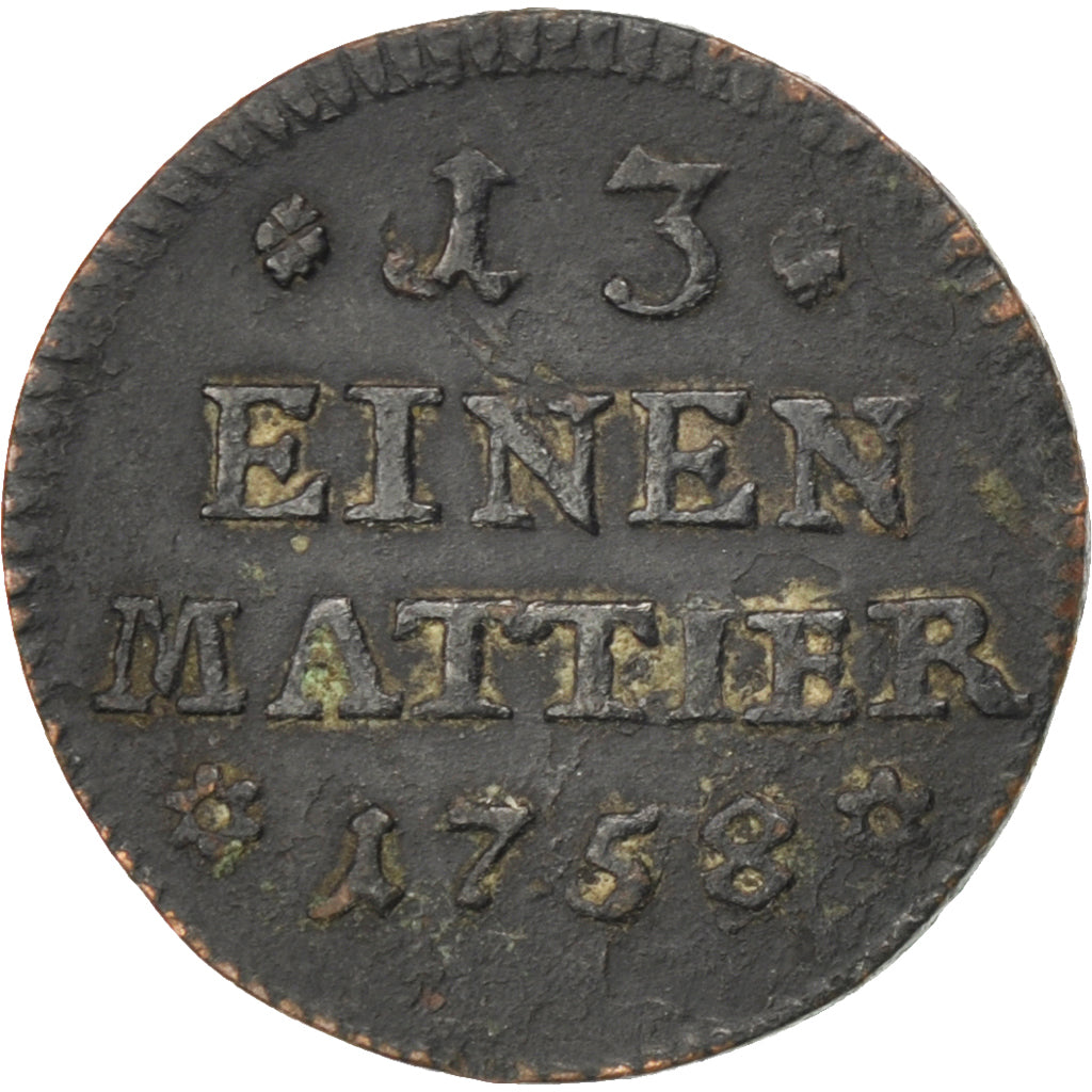 Coin, German States, BRUNSWICK-WOLFENBUTTEL, Karl I, Denier, 1758, EF(40-45)