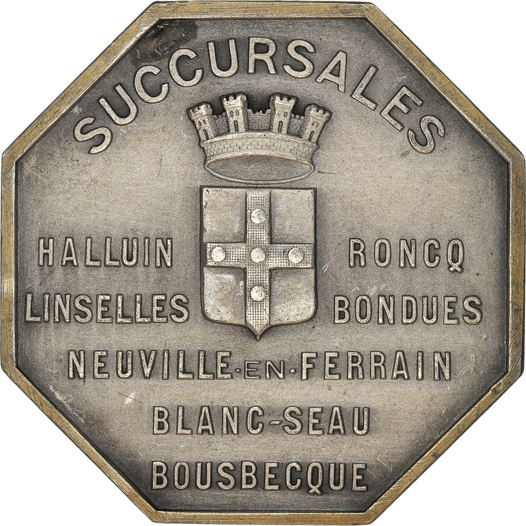 France, Token, Caisse d'Épargne de Tourcoing, 1934, AU(55-58), Silver