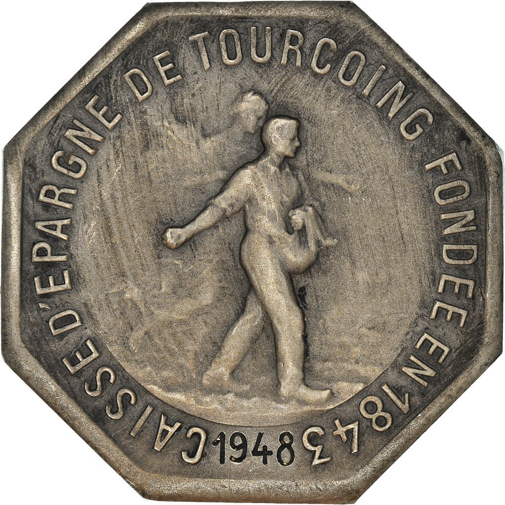 France, Token, Caisse d'Épargne de Tourcoing, 1948, AU(50-53), Silver