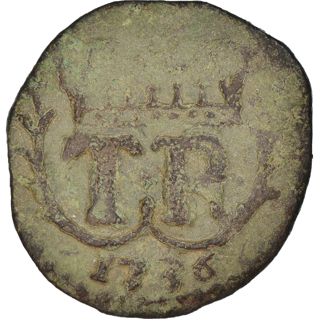 Kingdom of Corsica, Théodore de Neuhoff, 2-1/2 Soldi, 1736, Orezza, Cobre, BC+