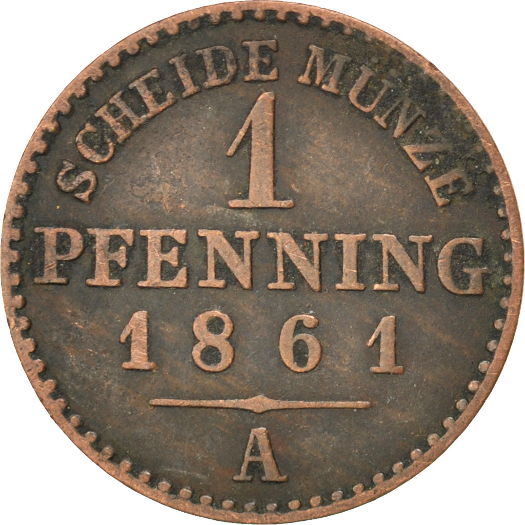 Monnaie, Etats allemands, PRUSSIA, Wilhelm I, Pfennig, 1861, Berlin, TTB