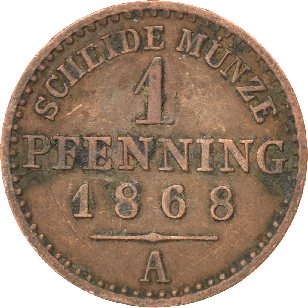 Coin, German States, PRUSSIA, Wilhelm I, Pfennig, 1868, Berlin, EF(40-45)