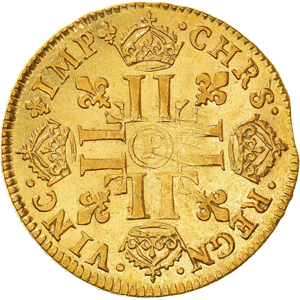 Francia, Louis XIV, Louis d'Or, Louis d'or à la mèche longue, 1653, Dijon