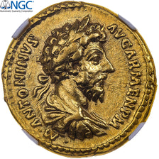 Marcus Aurelius, Aureus, 163-164, Rome, Dourado, NGC, Ch VF, 4/5-2/5, RIC:116