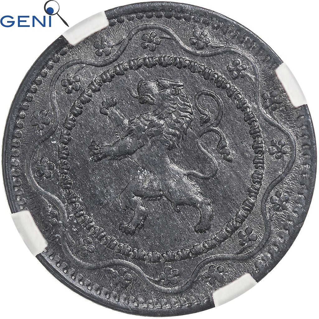 Belgium, Albert I, 10 Centimes, 1916, Bruxelles, Zinc, GENI, MS65, KM:81