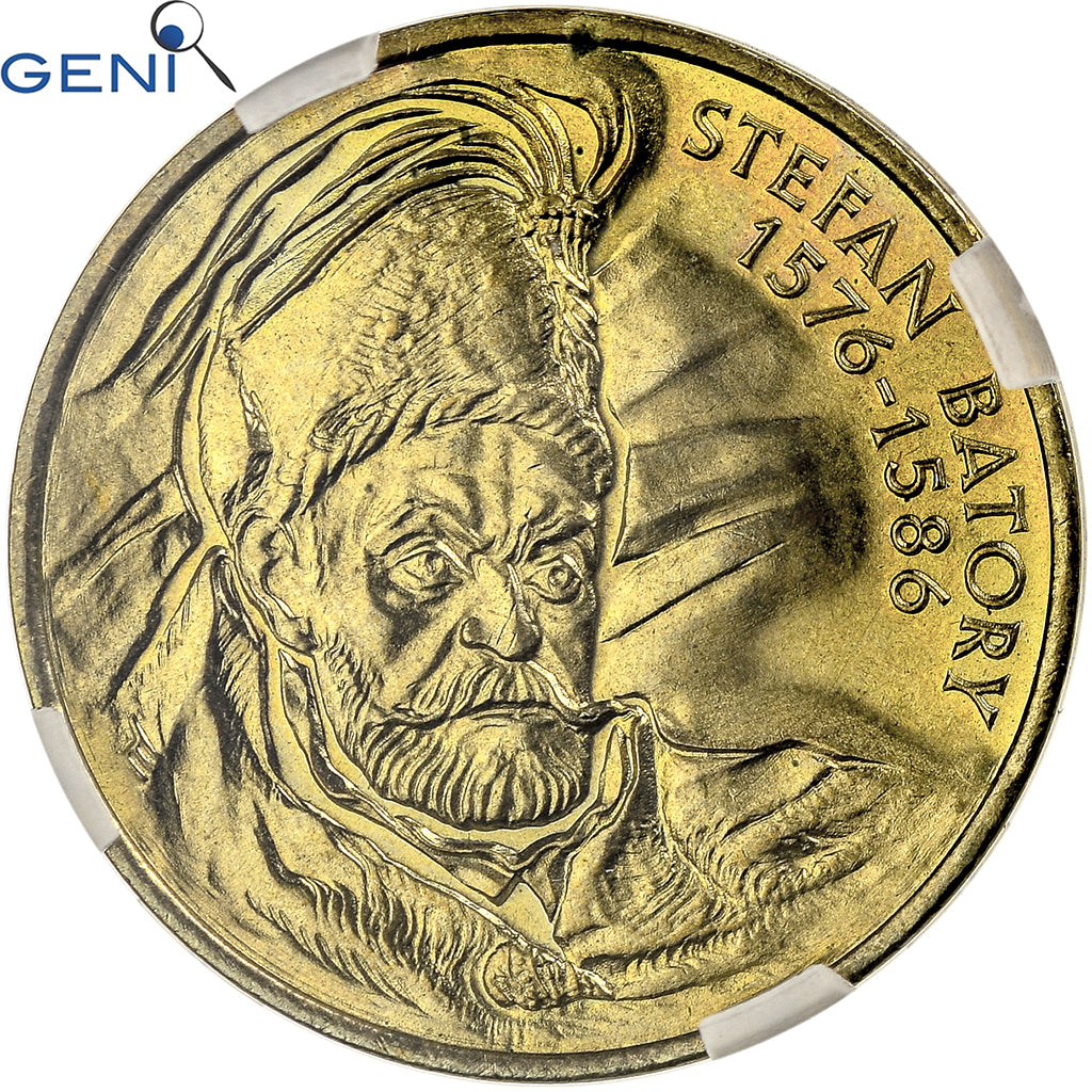 Poland, 2 Zlote, Stephen Báthory, 1997, Warsaw, Brass, GENI, MS65, KM:325