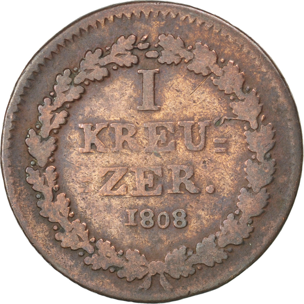 Coin, German States, NASSAU, Kreuzer, 1808, Usingen, VF(20-25), Copper, KM:10