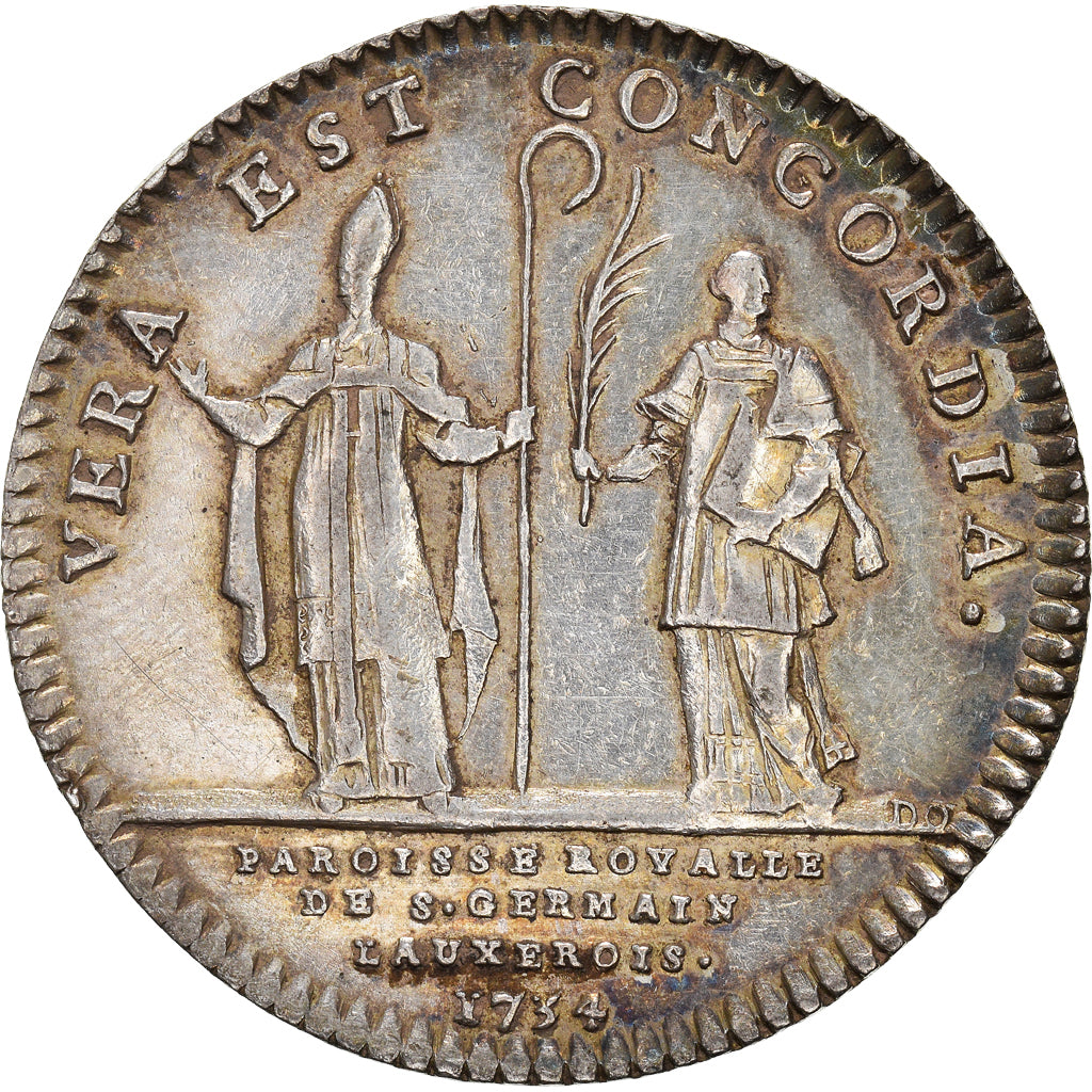 França, Token, Luís XVI, Paroisse de Saint-Germain-l'Auxerrois, 1734, Prata