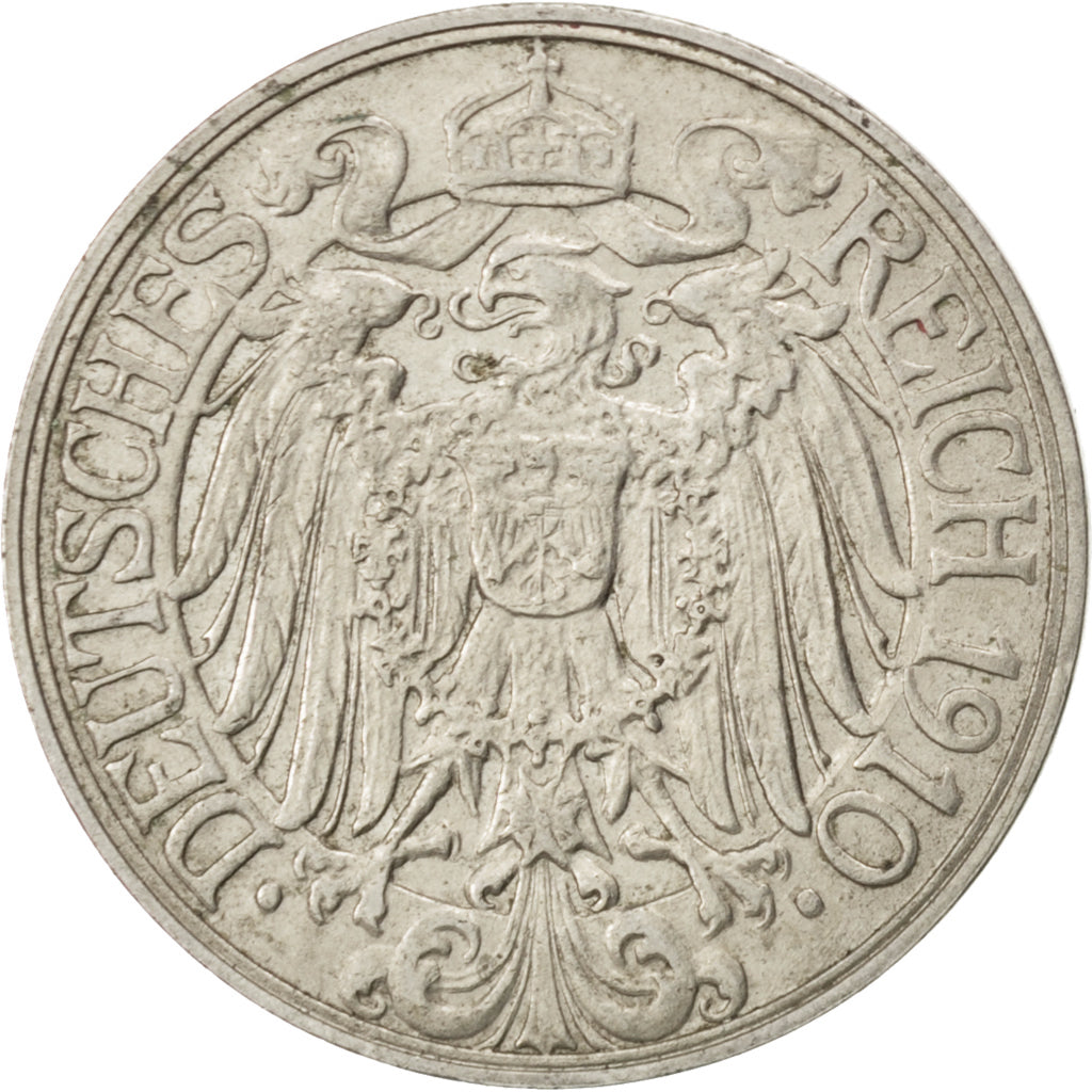Coin, GERMANY - EMPIRE, Wilhelm II, 25 Pfennig, 1910, Stuttgart, EF(40-45)