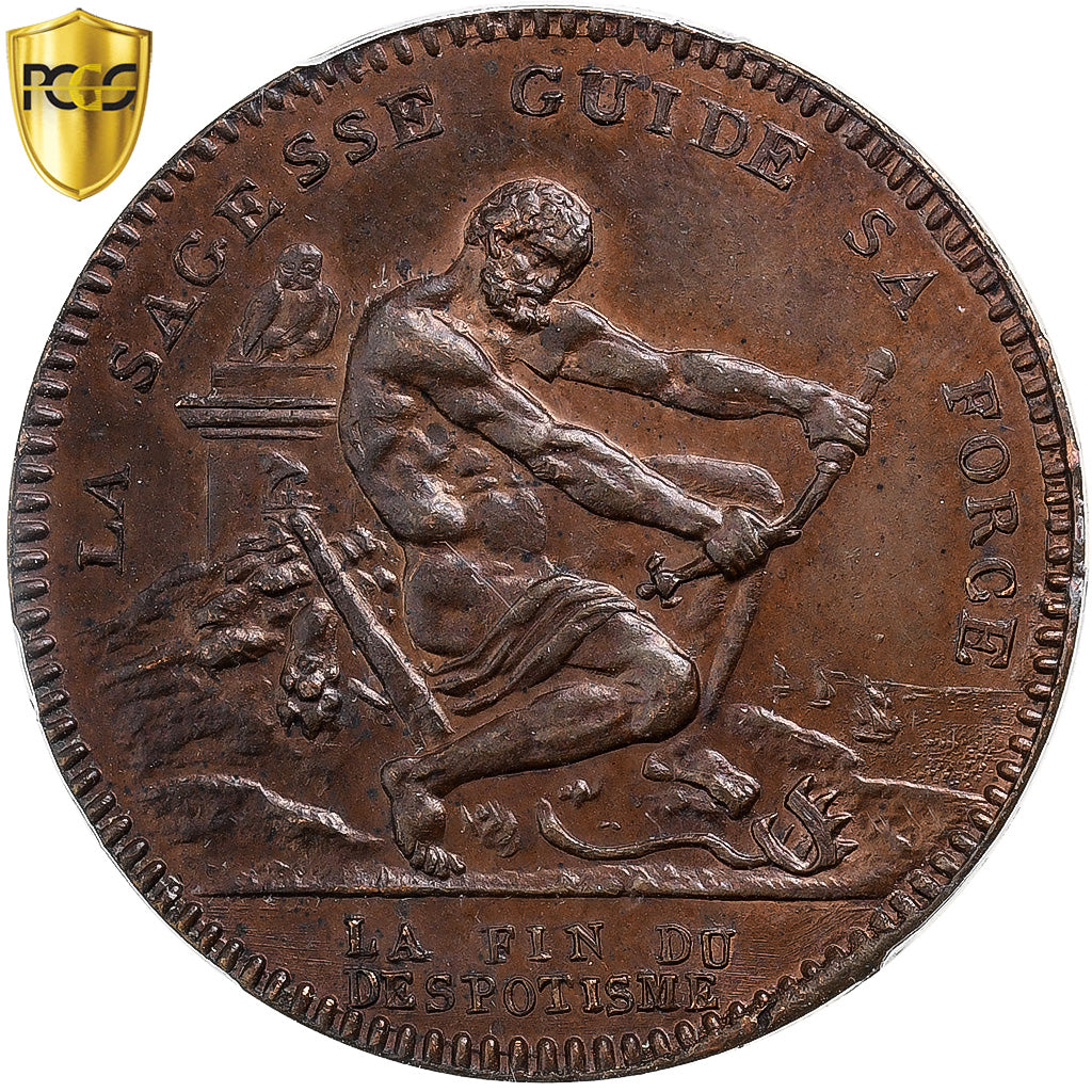 France, 2 Sols, Module, Monneron à l'Hercule, 1792, Birmingham, TOP POP, Bronze