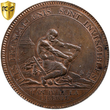 França, 5 Sols, Monneron à l'Hercule, 1792, Birmingham, TOP POP, Bronze, PCGS
