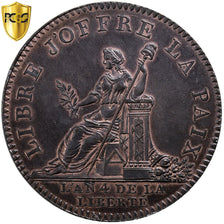 França, Essai de 5 Francs à la Paix, 1792, TOP POP, Bronze, PCGS, SP63BN