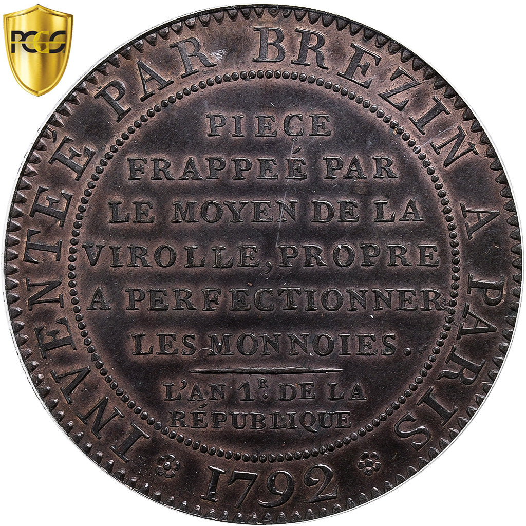 Frankrijk, Essai de 5 Francs à la Paix, 1792, TOP POP, Bronzen, PCGS, SP63BN