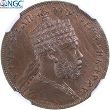 Etiopia, Menelik II, 1/100 Birr, Matonya, 1889, Paris, TOP POP, Miedź, NGC