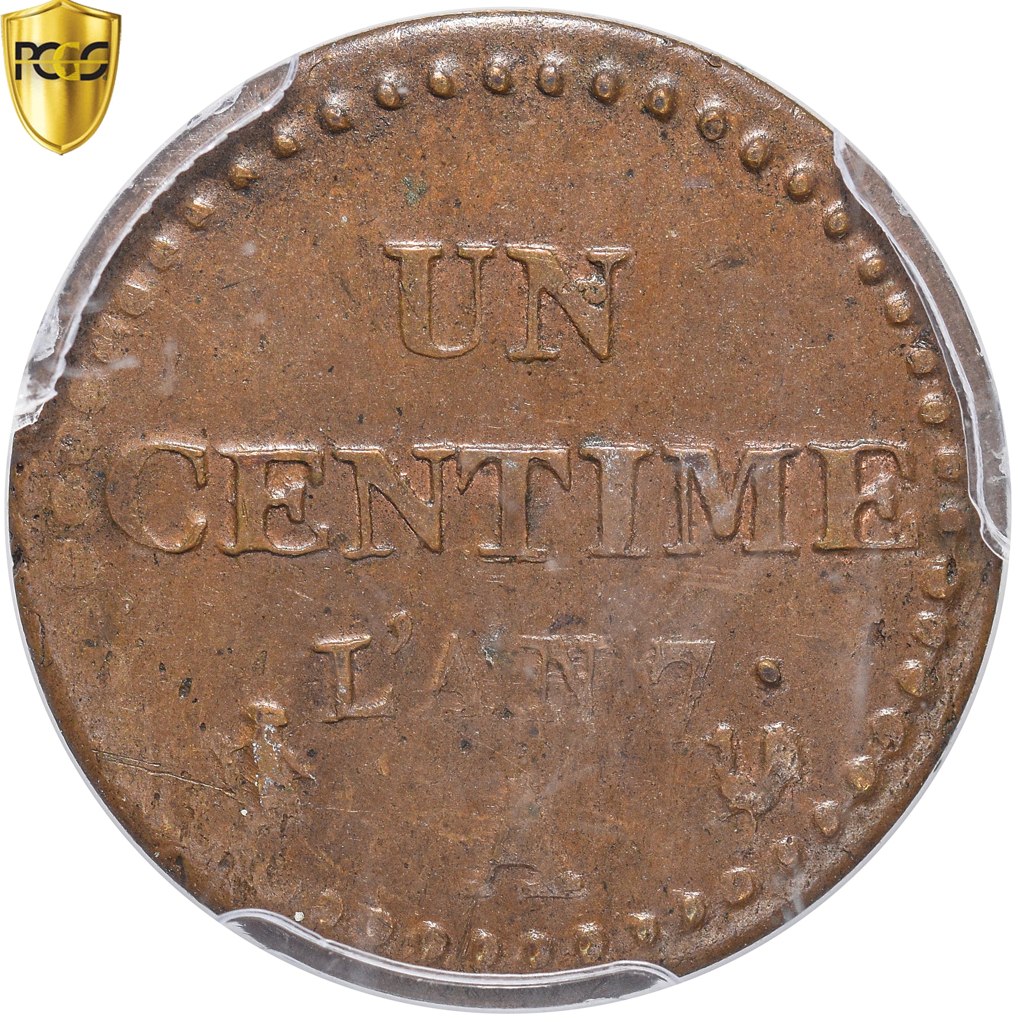 Francia, Centime, Dupré, An 7 (1799), Paris, Bronce, PCGS, MS63BN, Gadoury:76